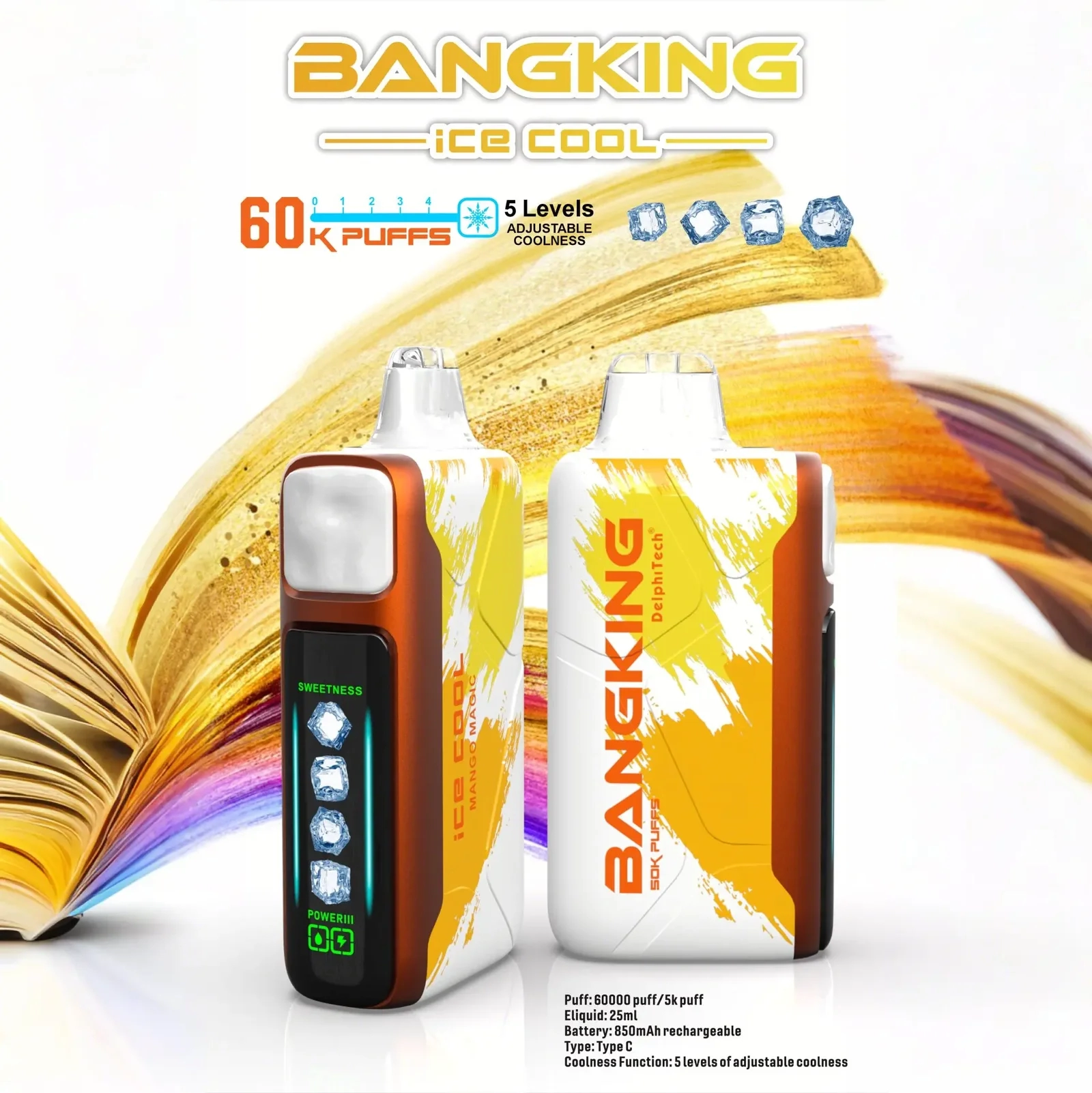 Bang King 60000 拋棄式電子煙|LED 螢幕顯示 × 五檔冰度調節|超長續航大容量・多款口味:圖片 7